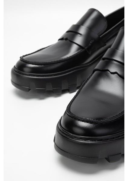 Erkek Siyah Açma Deri Loafer Ayakkabı 698 1061 5 Erk Ayk SK23/24