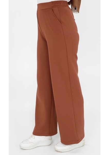 18151 Puane Scuba Kumaş Geniş Paça Pantolon fiyatları