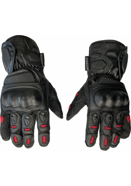 Motosiklet Kışlık Eldiven Deri ve Cordura Kumaş Full Korumalı Deri Motor Eldiveni Siyah fiyatları
