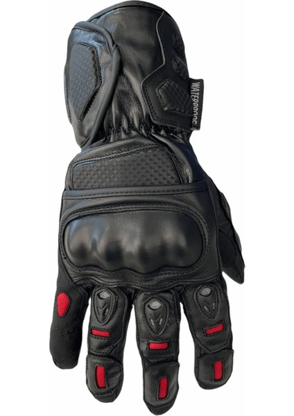 Motosiklet Kışlık Eldiven Deri ve Cordura Kumaş Full Korumalı Deri Motor Eldiveni Siyah indirimleri