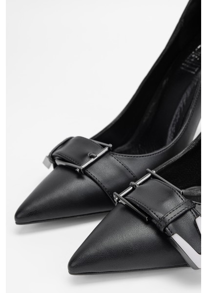 Kadın Siyah Deri Topuklu Ayakkabı 909 9026 Bn Ayk SK23/24 modelleri