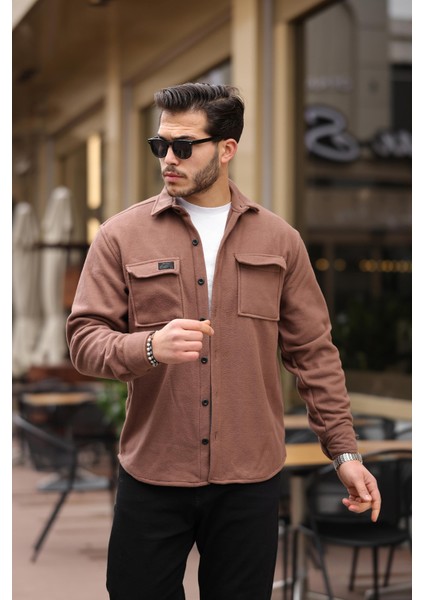 Oversize Düz Cepli Polar Gömlek Xc U 201