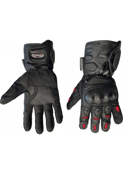 Motosiklet Kışlık Eldiven Deri ve Cordura Kumaş Full Korumalı Deri Motor Eldiveni Siyah modelleri