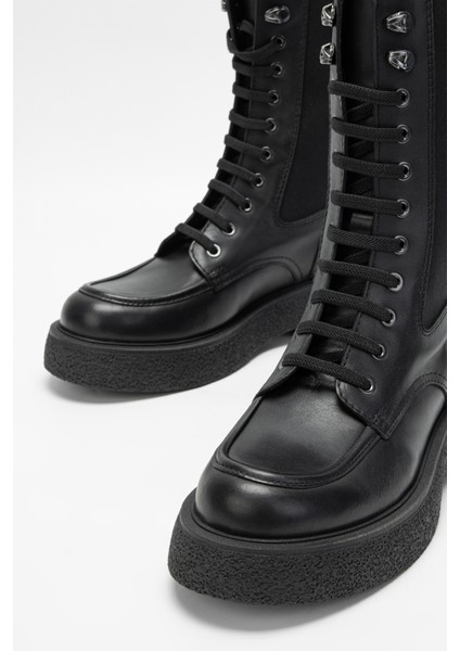 Kadın Siyah Hakiki Deri Casual Bot 957 40380 Bn Bot SK23/24 modelleri