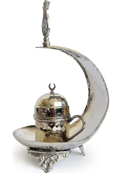 Hilal Bakır Kahve Sunum Seti Nikel Kaplama modelleri