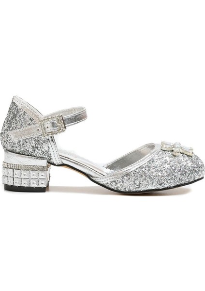 Elsa Topuklu Ayakkabı Taşlı Gümüş 28