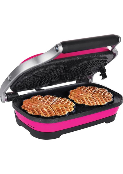 Vintage Çiftli Waffle Makinesi Pembe