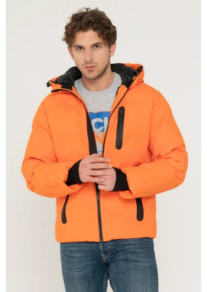 Jack & Jones Jcoheat Puffer Jacket Sn Turuncu Erkek Mont 12215507-Manda