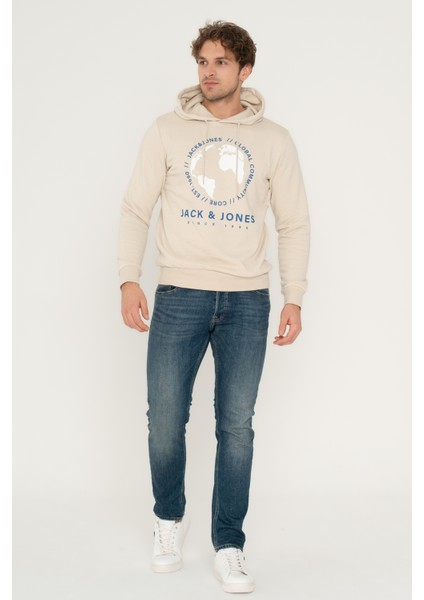 Jack & Jones Logo Baskılı Kapüşonlu Sweatshirt - Round