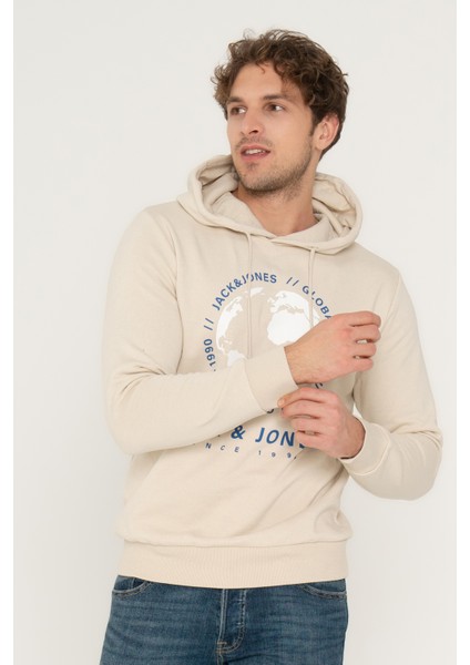 Jack & Jones Logo Baskılı Kapüşonlu Sweatshirt - Round