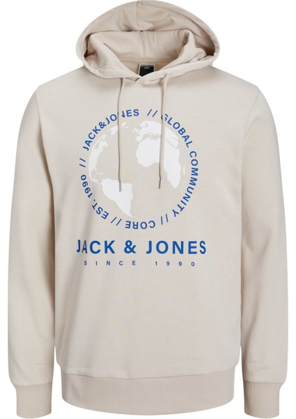 Jack & Jones Logo Baskılı Kapüşonlu Sweatshirt - Round