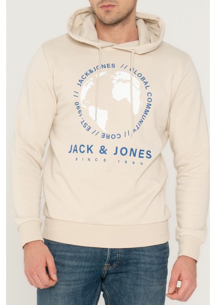 Jack & Jones Logo Baskılı Kapüşonlu Sweatshirt - Round