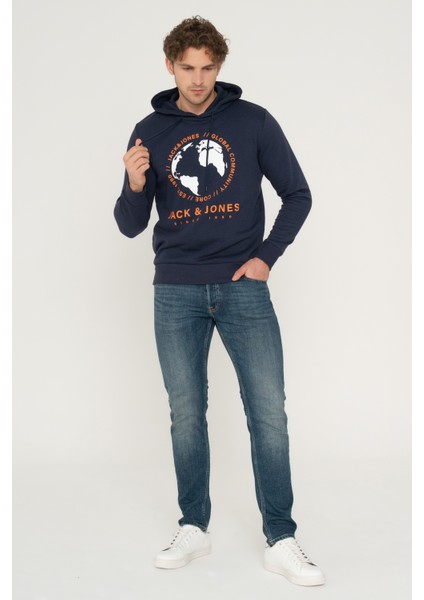 Jack & Jones Logo Baskılı Kapüşonlu Sweatshirt - Round