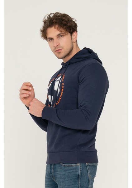 Jack & Jones Logo Baskılı Kapüşonlu Sweatshirt - Round