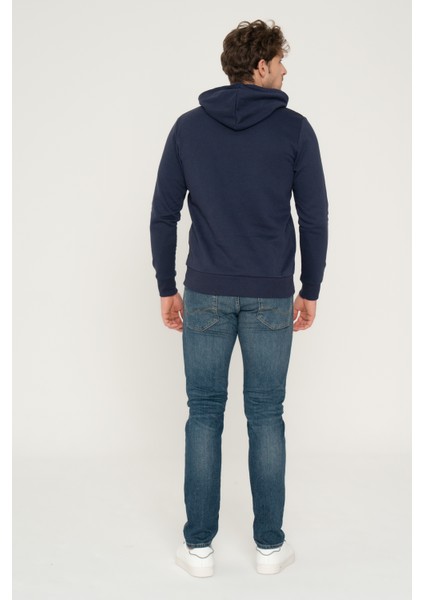 Jack & Jones Logo Baskılı Kapüşonlu Sweatshirt - Round