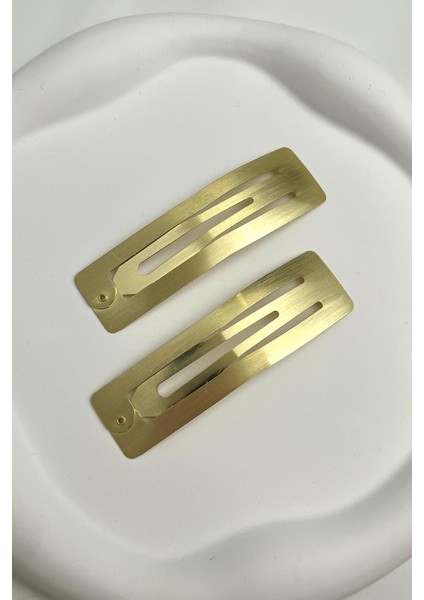 Altın Rengi Dikdörtgen Ikili Metal Yan Toka (Ölçü:8 Cm)