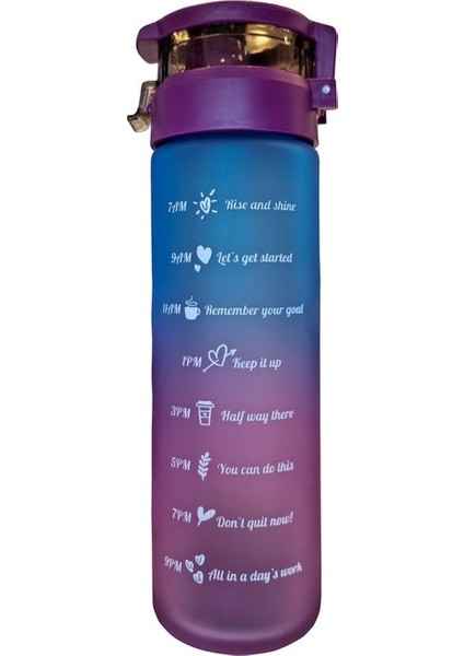 Cam Motivasyon Matarası - Pembe Geçişli