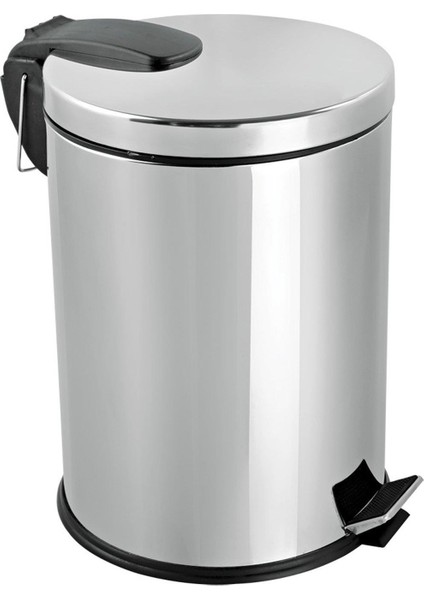 Paslanmaz 430 Krom Metal Iç Kovalı Pedallı Ofis Banyo Mutfak Çöp Kutusu Kovası - 30 Litre