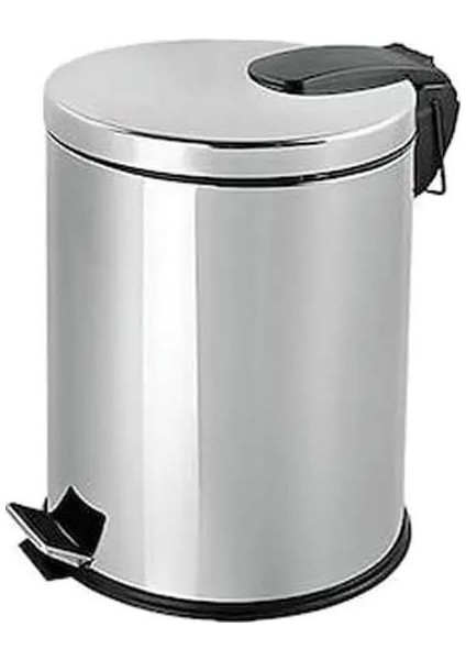 Paslanmaz 430 Krom Metal Iç Kovalı Pedallı Ofis Banyo Mutfak Çöp Kutusu Kovası - 30 Litre