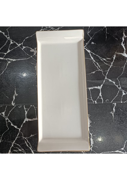 Tekbir Tekli Porselen Servis Tabak Parlak Yaldızlı 12X30CM fiyatları
