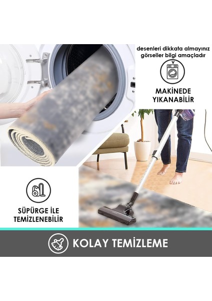 Fera Halı Makinede Yıkanabilir Kaymaz Taban Leke Tutmaz Mutfak Halısı Salon Halısı ve Yolluk