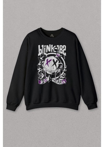 Unisex Sweatshirt Blink 182 Punk 20 Years Yirminci Yıl Rock Music Müzik Baskılı Sweat