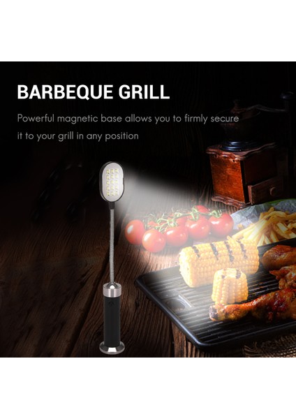 Barbekü Izgara Işığı Manyetik Taban Süper Parlak LED Barbekü Işıkları - 360 Derece Esnek Deve Boynu, Hava Koşullarına Dayanıklı - 2'li Paket (Yurt Dışından)