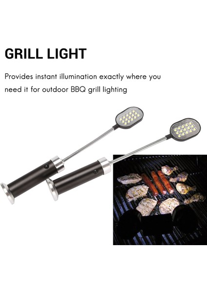 Barbekü Izgara Işığı Manyetik Taban Süper Parlak LED Barbekü Işıkları - 360 Derece Esnek Deve Boynu, Hava Koşullarına Dayanıklı - 2'li Paket (Yurt Dışından)