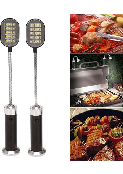 Barbekü Izgara Işığı Manyetik Taban Süper Parlak LED Barbekü Işıkları - 360 Derece Esnek Deve Boynu, Hava Koşullarına Dayanıklı - 2'li Paket (Yurt Dışından)