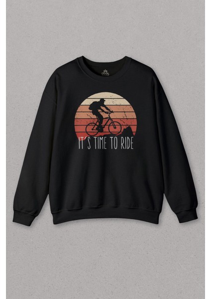 Unisex Sweatshirt Bisiklet Mountain Bike Time To Ride Outdoor Gezgin Travel Baskılı Sweat