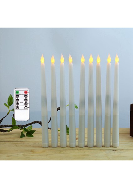 10 Tuşlu Uzaktan Zamanlayıcı ile Titreşen 12 Adet Alevsiz Konik Mumlar, Kumandalı LED Şamdanlar Pencere Mumları (Yurt Dışından) modelleri