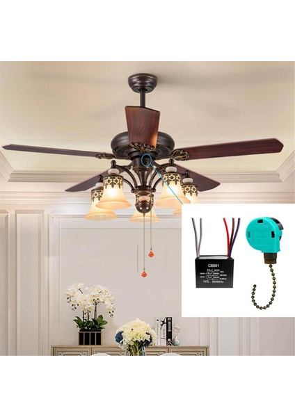 Zıng Ear Tavan Vantilatörü Çekme Zinciri Anahtarı 3 Hız 4 Telli, Tavan Vantilatörü Kondansatörü CBB61 4.5uf + 6uf + 5uf 5 Tel 250V,B (Yurt Dışından) fiyatları