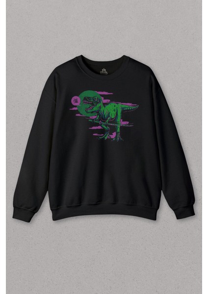 Unisex Sweatshirt Dinazor Dinosaurs T-Rex Streetwear Sokak Urban Baskılı Sweat