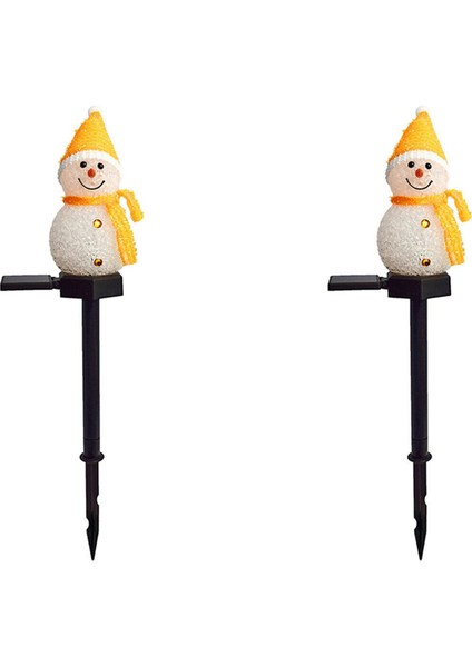 2x Kardan Adam Güneş Işıkları Noel Güneş Enerjili LED Kardan Adam Işık Dekor Açık Bahçe Bahis Lambaları Noel Sarı (Yurt Dışından)