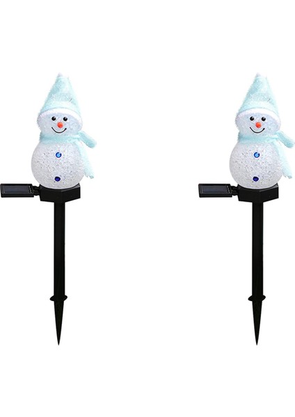 2x Kardan Adam Güneş Işıkları Noel Güneş Enerjili LED Kardan Adam Işık Dekor Açık Bahçe Bahis Lambaları Noel Mavi (Yurt Dışından)