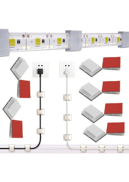 Kendinden Yapışkanlı LED Şerit Işık Montaj Braketleri ve Klipsleri,led Işık Şeridi Klipsleri,led Şerit Işık Tutucu (200'LÜ Paket Beyaz) (Yurt Dışından) modelleri