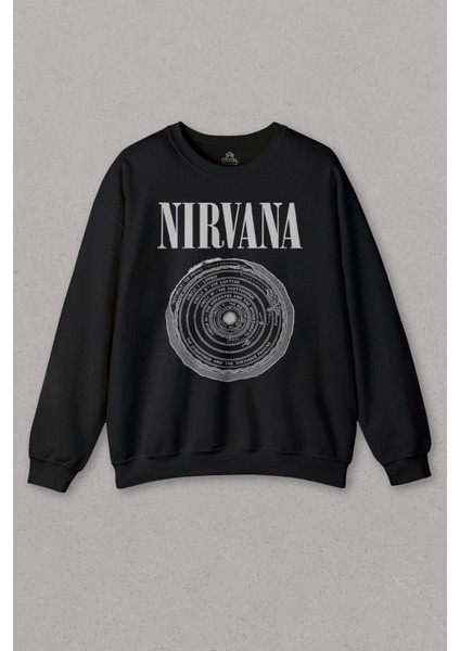Unisex Sweatshirt Nirvana Bleach Albüms Rock Music Circle Plak Baskılı Sweat