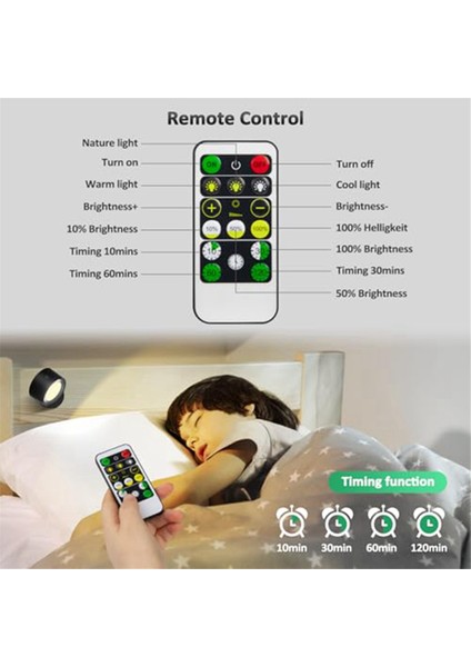 Uzaktan Kumandalı LED Duvara Monte Işıklar, Duvar Aplikleri Lambası 3000MAH Şarj Edilebilir Kumandalı Beyaz (Yurt Dışından) fiyatları