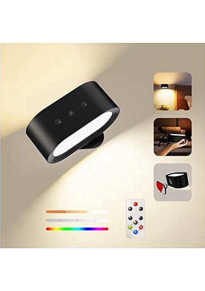 Uzaktan Kumandalı LED Duvara Monte Işıklar, Duvar Aplikleri Lambası 3000MAH Şarj Edilebilir Kumandalı Beyaz (Yurt Dışından) modelleri