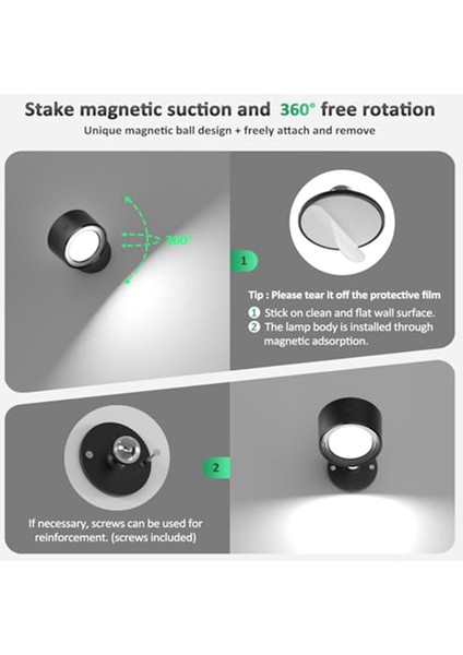 Uzaktan Kumandalı LED Duvara Monte Işıklar, Duvar Aplikleri Lambası 3000MAH Şarj Edilebilir Kumandalı Beyaz (Yurt Dışından) fırsatları