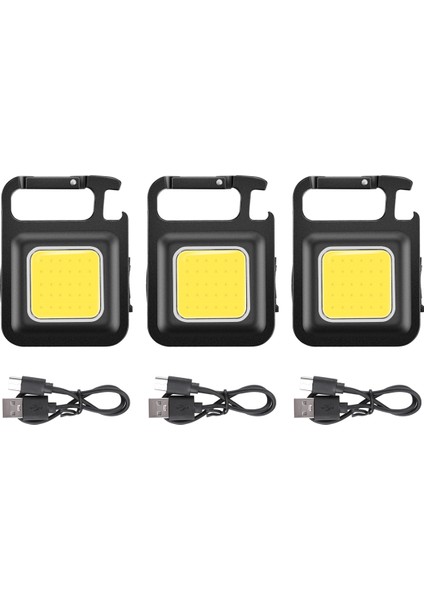 3 Adet Mini LED El Feneri Taşınabilir USB Şarj Edilebilir Çalışma Işığı Parlak Anahtarlık Işık Küçük Cep Fenerleri Açık Için (Yurt Dışından)
