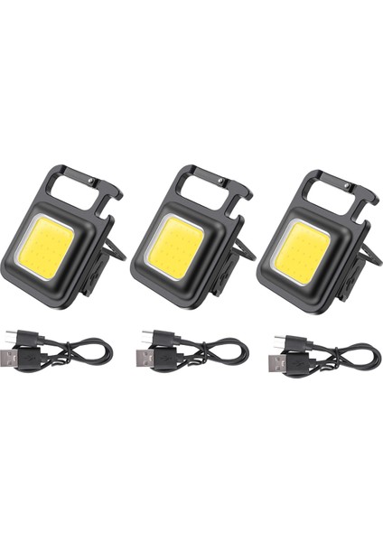 3 Adet Mini LED El Feneri Taşınabilir USB Şarj Edilebilir Çalışma Işığı Parlak Anahtarlık Işık Küçük Cep Fenerleri Açık Için (Yurt Dışından)