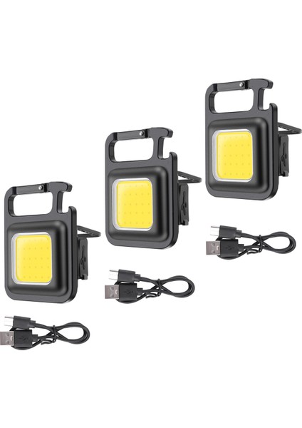 3 Adet Mini LED El Feneri Taşınabilir USB Şarj Edilebilir Çalışma Işığı Parlak Anahtarlık Işık Küçük Cep Fenerleri Açık Için (Yurt Dışından)