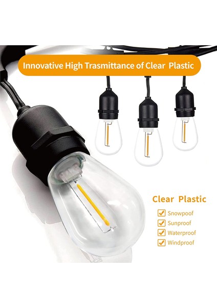 24 Paket 3V LED S14 Yedek Ampuller, Kırılmaz Dış Mekan Güneş Enerjili Dize Ampuller, Sıcak Beyaz (Yurt Dışından) fiyatları