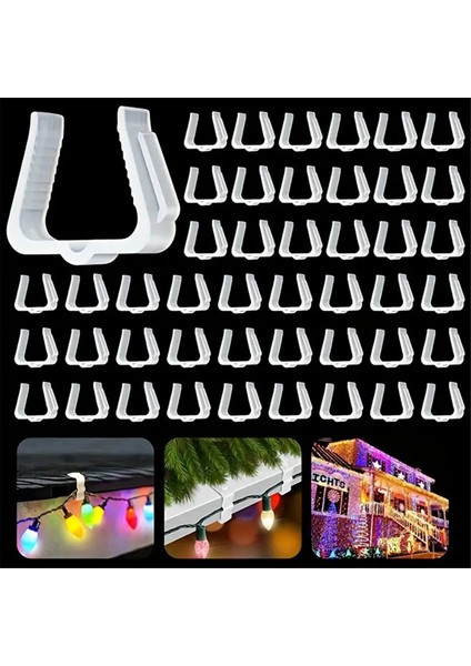 50 Adet Noel Işık Askılı Kancalar 1 5/8 Inç Fasya Panoları Klipler Hava Koşullarına Dayanıklı Plastik Açık Tatil Işıklı Uyarı Işareti (Yurt Dışından) indirimleri