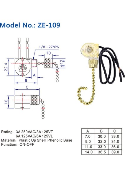 3 Paket Tavan Vantilatörü Işık Anahtarı ZE-109 Fan Anahtarı Tavan Çekme Zinciri Anahtarının Değiştirilmesi (Pirinç) (Yurt Dışından) modelleri