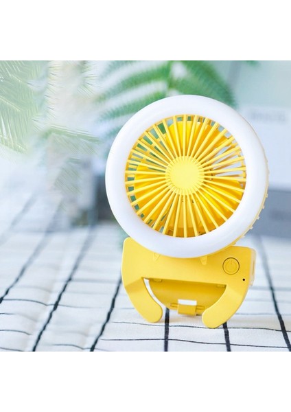 Cep Telefonu Işıklı Klipsli Fan Taşınabilir Mini Fan Öğrenci Yurdu Şarj Edilebilir USB Masaüstü Vantilatör Gece Lambası ile B (Yurt Dışından)
