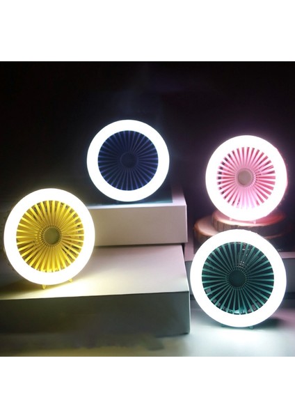 Cep Telefonu Işıklı Klipsli Fan Taşınabilir Mini Fan Öğrenci Yurdu Şarj Edilebilir USB Masaüstü Vantilatör Gece Lambası ile B (Yurt Dışından)