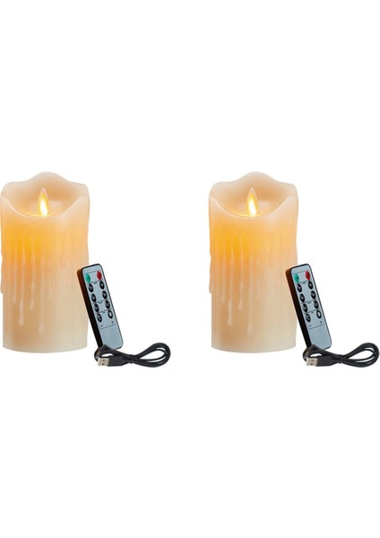 2x LED Mumlar, Titreşen Alevsiz Mumlar, Şarj Edilebilir Mum, Uzaktan Kumandalı Gerçek Balmumu Mumları, 12.5cm (Yurt Dışından) indirimleri
