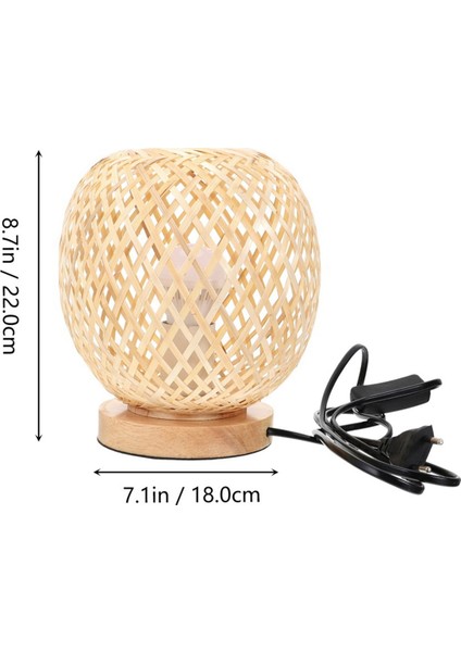 2x Bambu Rattan Masa Lambası Japon Tarzı Başucu Lambası Masa Lambası Yatak Odası Diy Dekorasyon Ab Tak (Yurt Dışından)